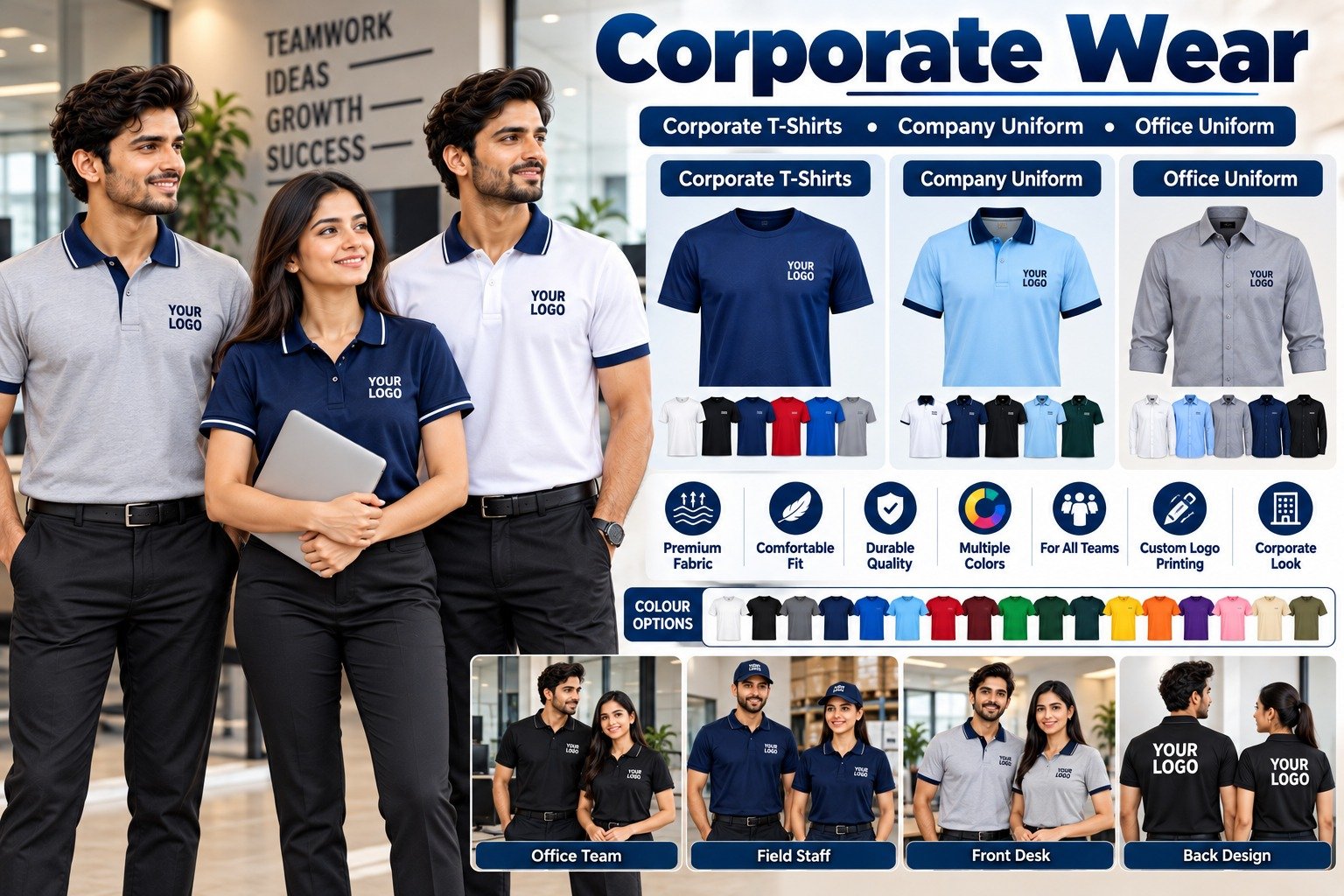 Corporate T-shirts, company uniforms and office uniforms